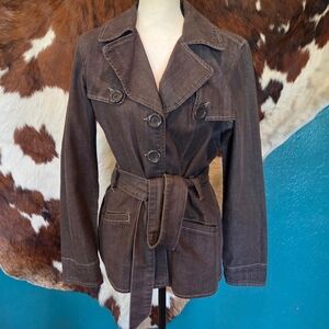 Baccini Dark Brown Belted Blazer